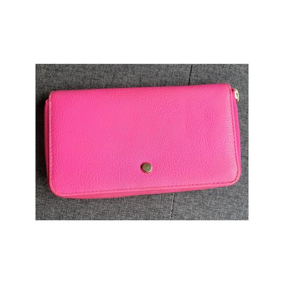 Pink Vegan Leather Wallet Zippered pouch and credit card holders  5 x 4 - Picture 1 of 6